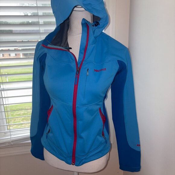 Women’s Marmot Gore WindStopper Performance Shell Jacket Skiing Hooded Blue XS - Picture 13 of 13